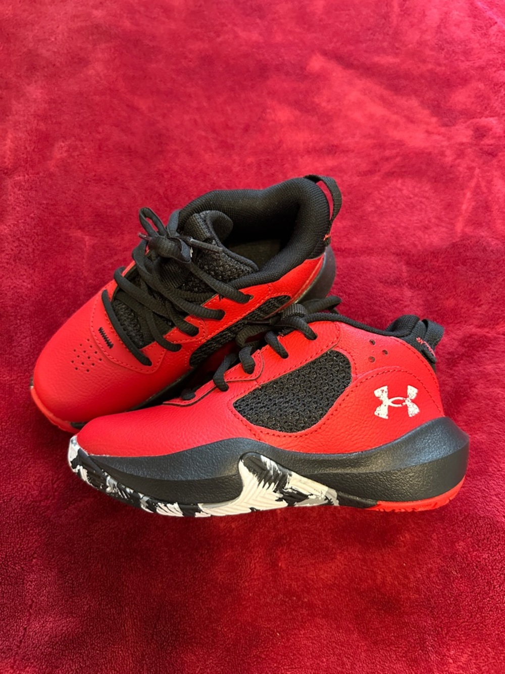 Under Armour Kids Red and Black High-Top Sneakers